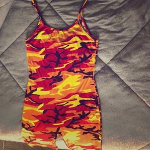 Orange camo romper